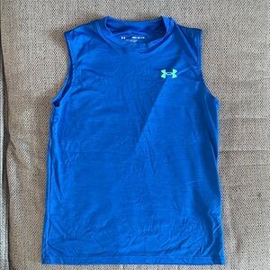 Under Armour Kids Tank Top in Blue with Neon Green Logo